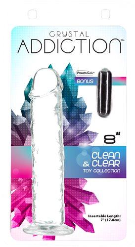 Addiction Crystal 8 Vertical Dong Clear Tpe W/ Bullet 