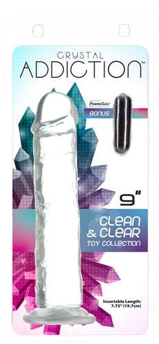 Addiction Crystal 9 Vertical Dong Clear Tpe W/ Bullet 