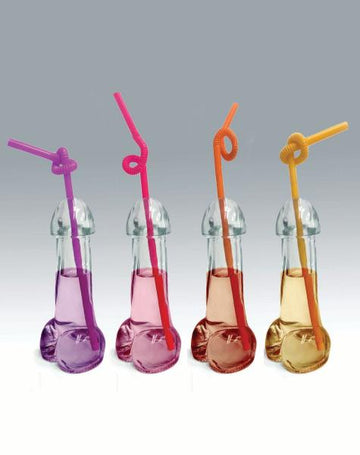 Glitterati Penis 6oz Drinking Glass Pack Of 4