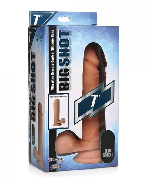 Curve Novelties Big Shot 7" Vibrating 21x Silicone Dildo W/balls & Remote - Light