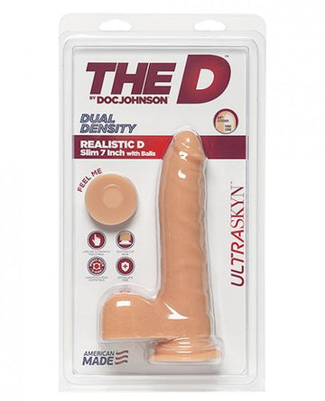 The D 7" Realistic D Slim W/balls - Vanilla