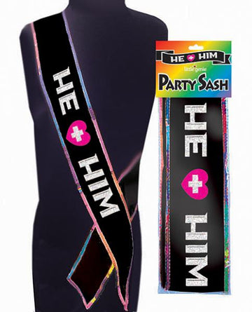 He + Him Sash Black O/S