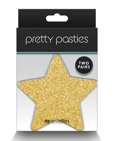 Pretty Pasties Glitter Stars Black/gold - 2 Pair