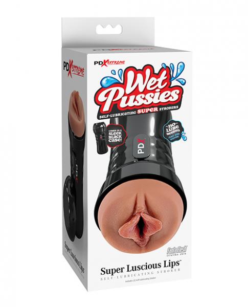 Pdx Extreme Wet Pussies Super Luscious Lips Stroker - Brown