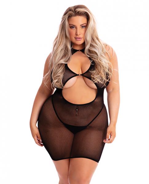 Pink Lipstick Follow Me Mini Dress Black Oq