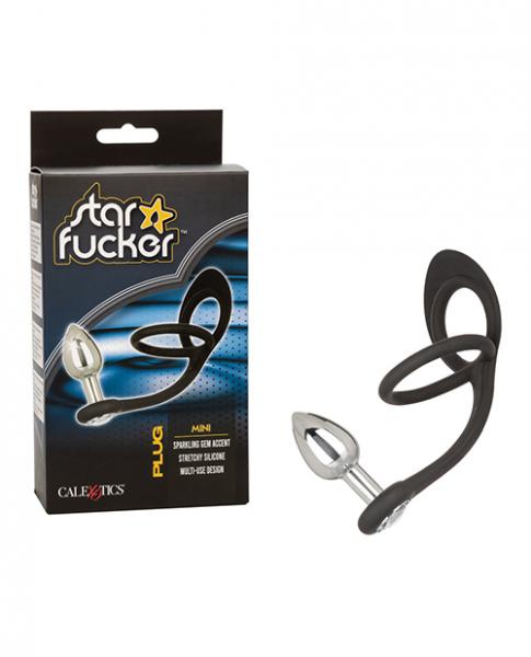 Star Fucker Mini Gem Plug W/silicone Enhancer - Black