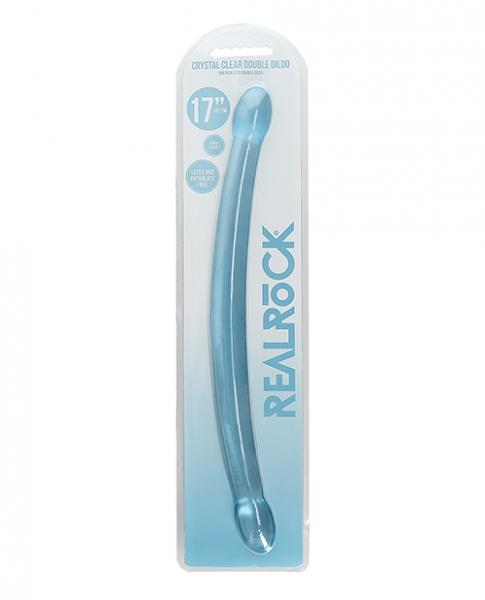 Shots Realrock Crystal Clear 17" Double Dildo  - Blue