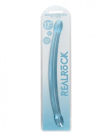 Shots Realrock Crystal Clear 17" Double Dildo  - Blue