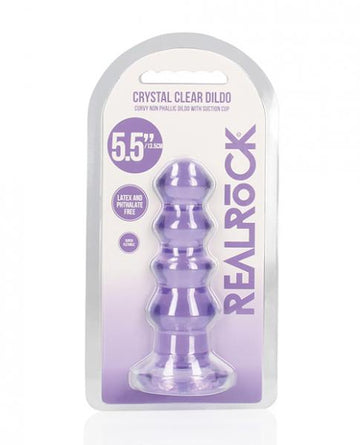 Shots Realrock Crystal Clear 5.5" Curvy Dildo/butt Plug - Purple