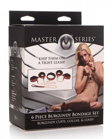 Master Series 6 Pc Bondage Set - Burgundy