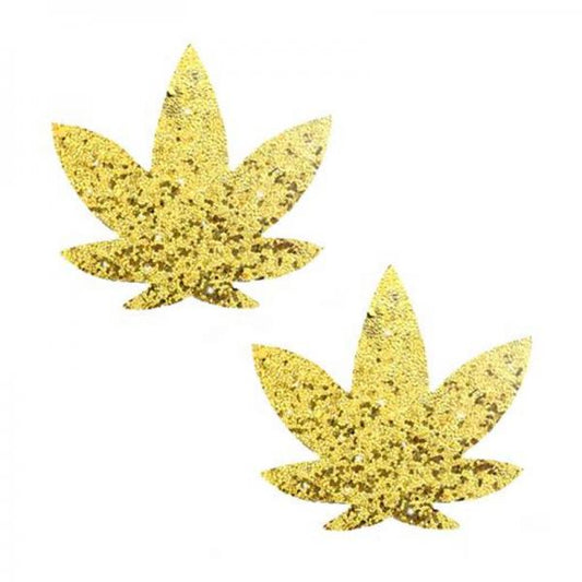 Neva Nude Pasty Weed Leaf Glitter Sparkle Gold