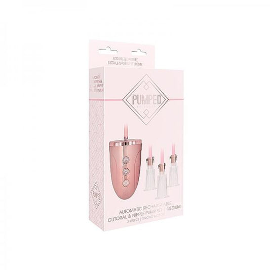 Automatic Rechargeable Clitoral & Nipple Pump Set - Medium - Pink