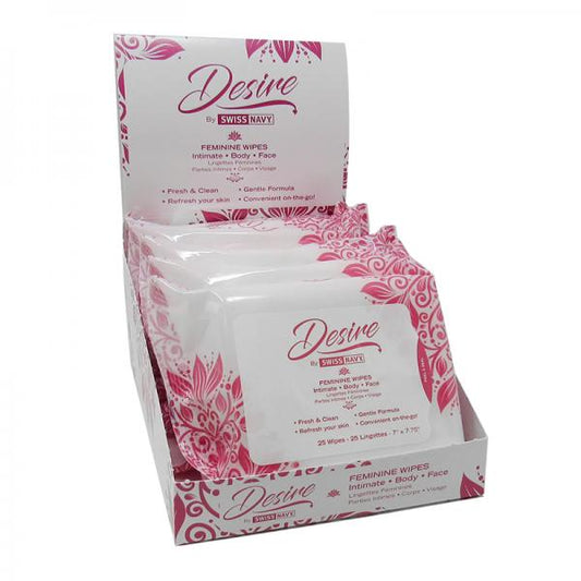 Desire Unscented Feminine Wipes 25ct/6ct Display Box