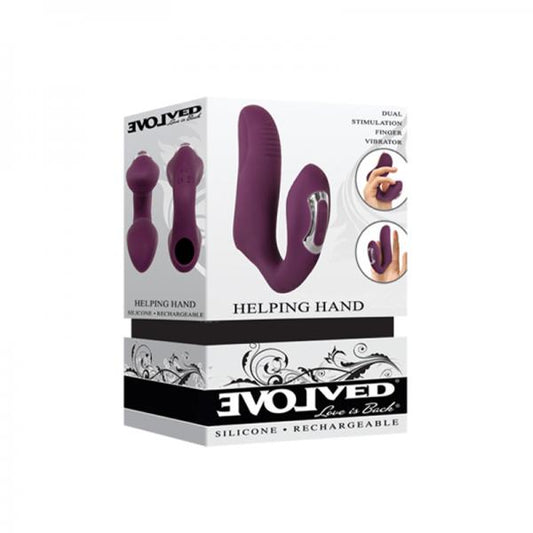 Evolved Helping Hand Dual-stimulating Finger Vibrator - Plum