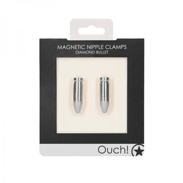 Ouch Magnetic Nipple Clamps - Diamond Bullet - Silver