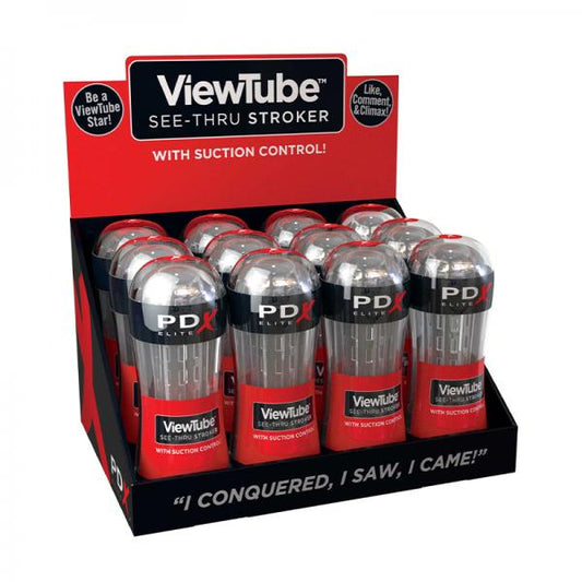 Pdx Elite Viewtube Stroker Display (12 Pcs) - Clear