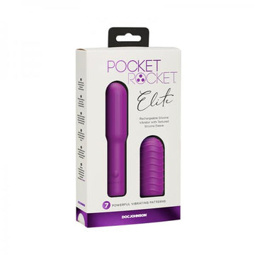Pocket Rocket Elite Rechargeable Bullet With Removable Sleeve Purple