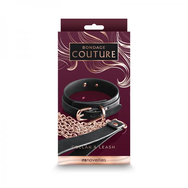 Bondage Couture Collar And Leash Black