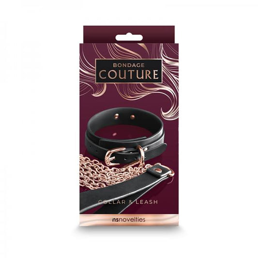 Bondage Couture Collar And Leash Black
