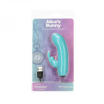Alices Bunny Rechargeable Bullet With Removable Rabbit Sleeve Teal