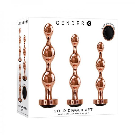 Gender X Gold Digger Set Of 3 Plugs Rose Gold/black