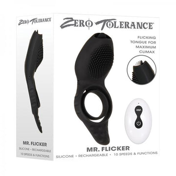 Zt Mr. Flicker Vibrating Silicone Cock Ring Black