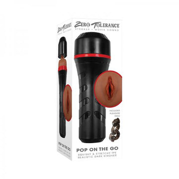 Zt Pop On The Go Dark With Vibrating Pleasure Ring Black/dark