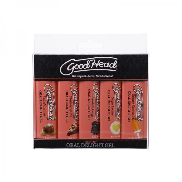 Goodhead Oral Delight Gel Dessert 5 Pack 1 Oz. Orange Creamsicle, Salted Caramel, Strawberry Pie, Ch