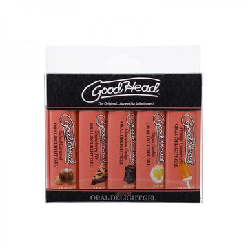 Goodhead Oral Delight Gel Dessert 5 Pack 1 Oz. Orange Creamsicle, Salted Caramel, Strawberry Pie, Ch