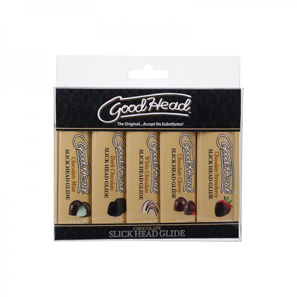 Goodhead Slick Head Glide Chocolate 5 Pack 1 Oz. Chocolate Mint, Dark Chocolate, White Chocolate, Ch