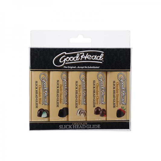 Goodhead Slick Head Glide Chocolate 5 Pack 1 Oz. Chocolate Mint, Dark Chocolate, White Chocolate, Ch