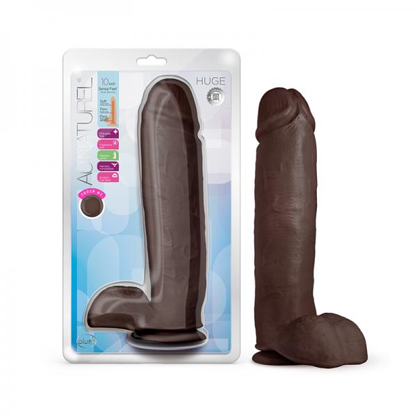 Au Naturel Huge Dildo 10 In. Chocolate