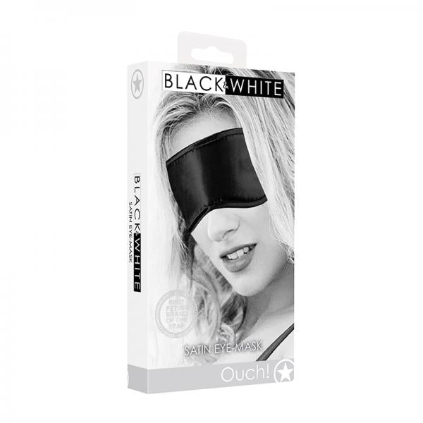 Ouch! Black & White Satin Eye Mask Black