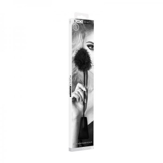 Ouch! Black & White Crop With Feather Tickler Black