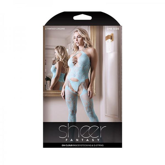 Sheer On Cloud 9 Bodystocking & G-string Light Blue O/s
