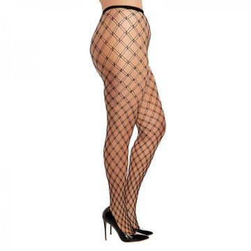 Dreamgirl Double-knitted Fence-net Pantyhose Black Osq