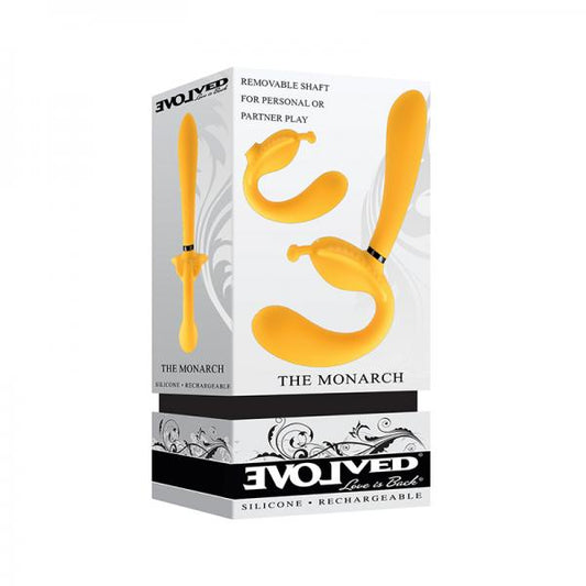 Evolved Monarch Rechargeable Silicone Multifunction Vibrating Strapless Strap-on Yellow