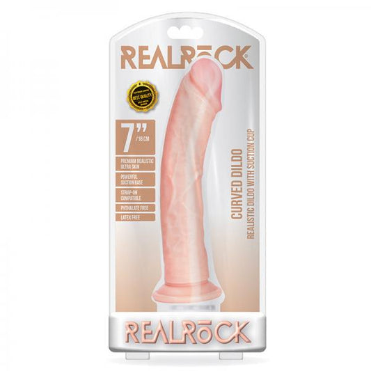 Realrock Curved Realistic Dildo With Suction Cup 7 In. Vanilla