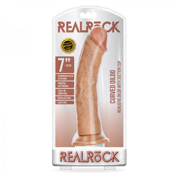 Realrock Curved Realistic Dildo With Suction Cup 7 In. Caramel