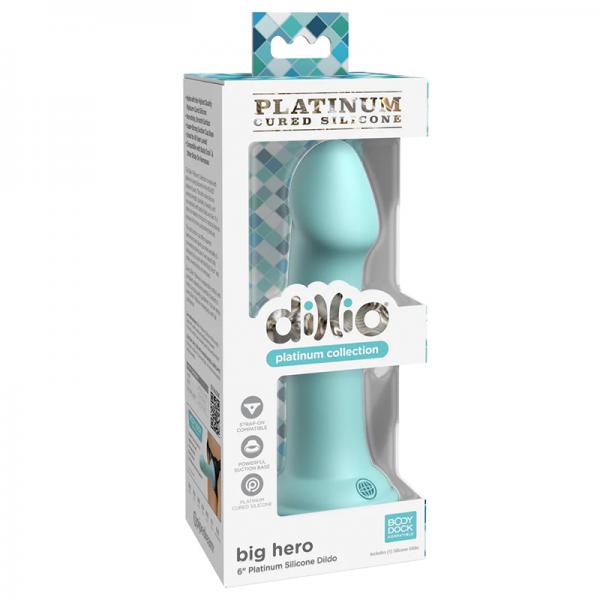 Dillio Platinum Big Hero Silicone Dildo 6 In. Teal
