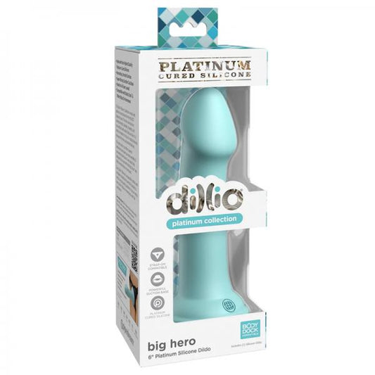 Dillio Platinum Big Hero Silicone Dildo 6 In. Teal