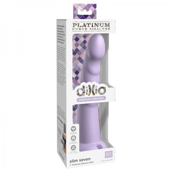 Dillio Platinum Slim Seven Silicone Dildo 7 In. Purple