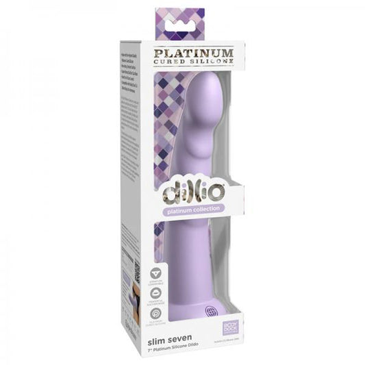 Dillio Platinum Slim Seven Silicone Dildo 7 In. Purple