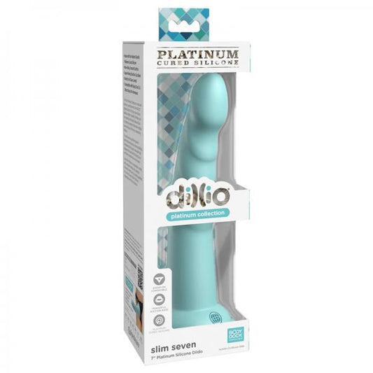 Dillio Platinum Slim Seven Silicone Dildo 7 In. Teal
