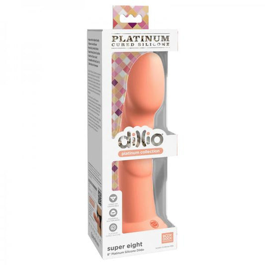 Dillio Platinum Super Eight Silicone Dildo 8 In. Peach