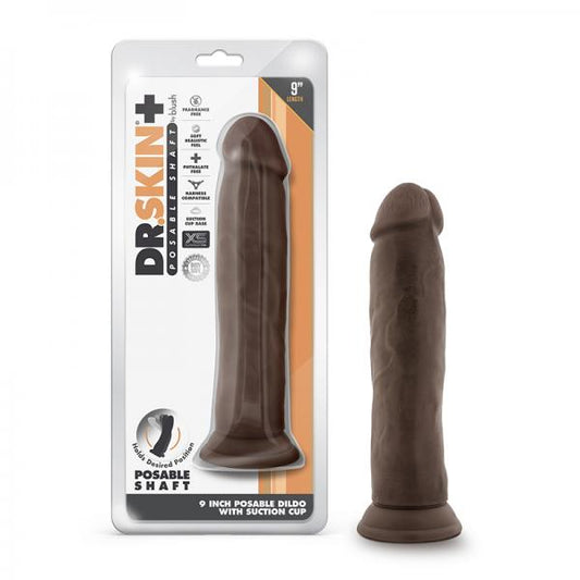 Dr. Skin Plus Posable Thick Dildo 9 In. Chocolate