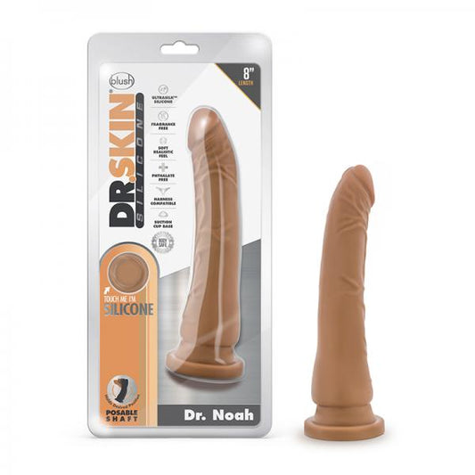 Dr. Skin Silicone Dr. Noah Dong With Suction Cup 8 In. Mocha
