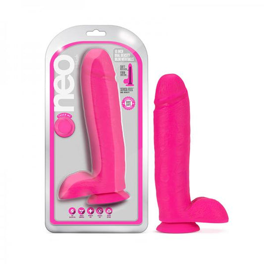 Neo Dual Density Dildo 10 In. Neon Pink