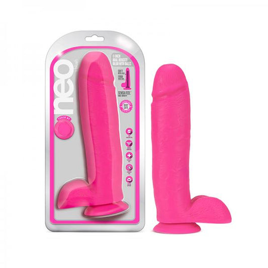 Neo Dual Density Dildo 11 In. Neon Pink