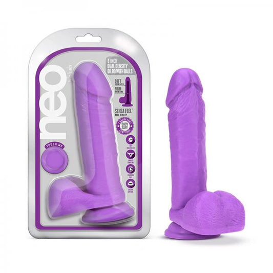 Neo Dual Density Dildo 8 In. Neon Purple